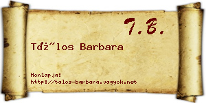 Tálos Barbara névjegykártya